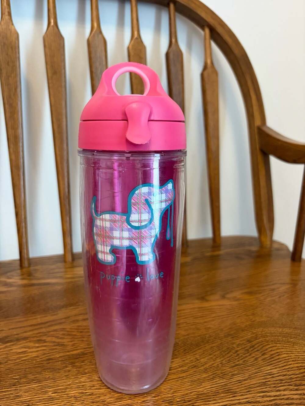 Tervis Puppie Love Plaid Dachshund Pink Insulated Water Bottle Tumbler